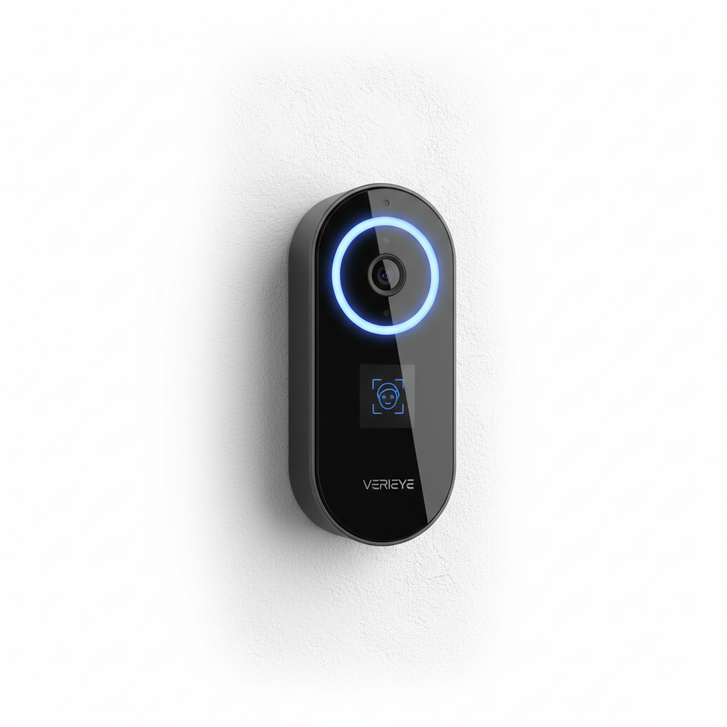 AI smart doorbell camera with facial recognition and LED ring